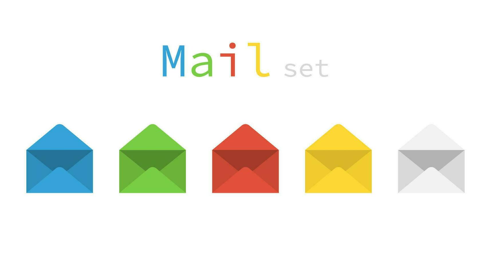 Set of colored mail envelope. Template of letter icons. Email sign in green, blue, red and yellow colors. Mockup of mail icon in flat desing . E-mail set in simple modern style. Vector EPS 10.