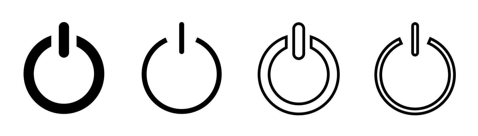 Power button set. Power on and off. Glyph and outline style. Shut down sign. Start and stop set vector