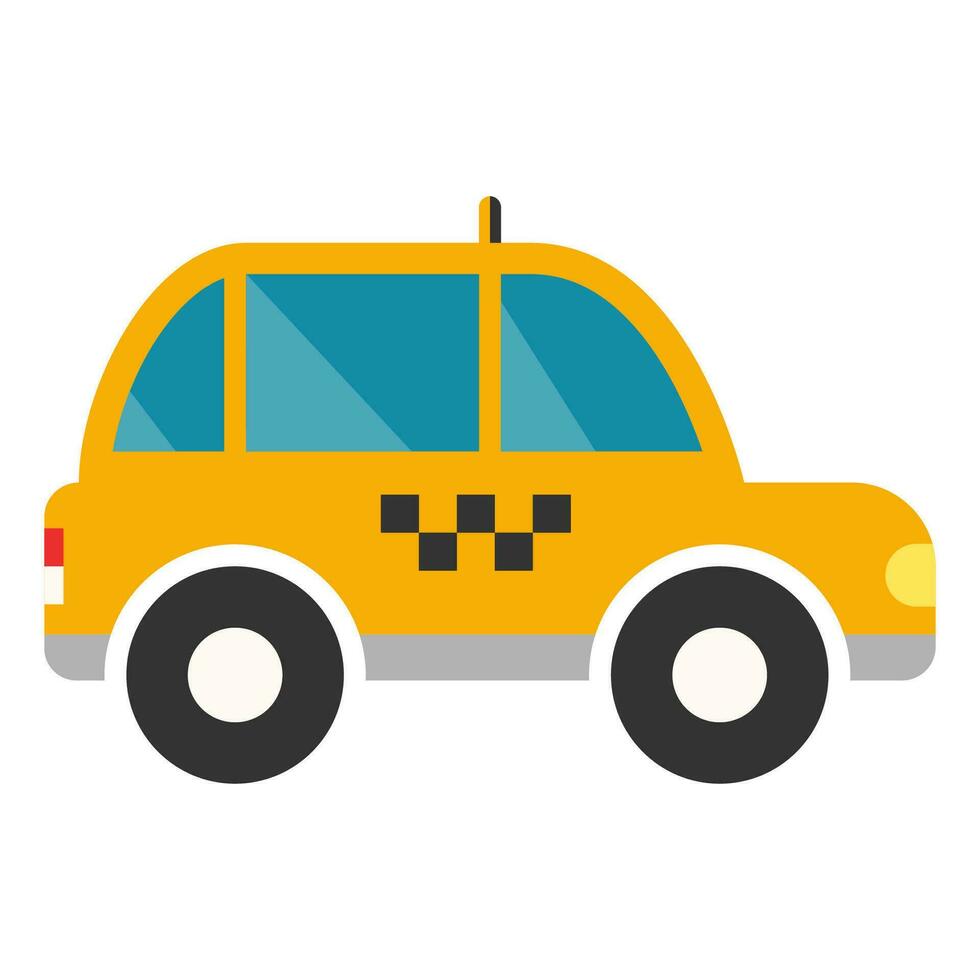 Taxi cab in flat. Delivery car. City taxi in yellow. Delivery transport vector