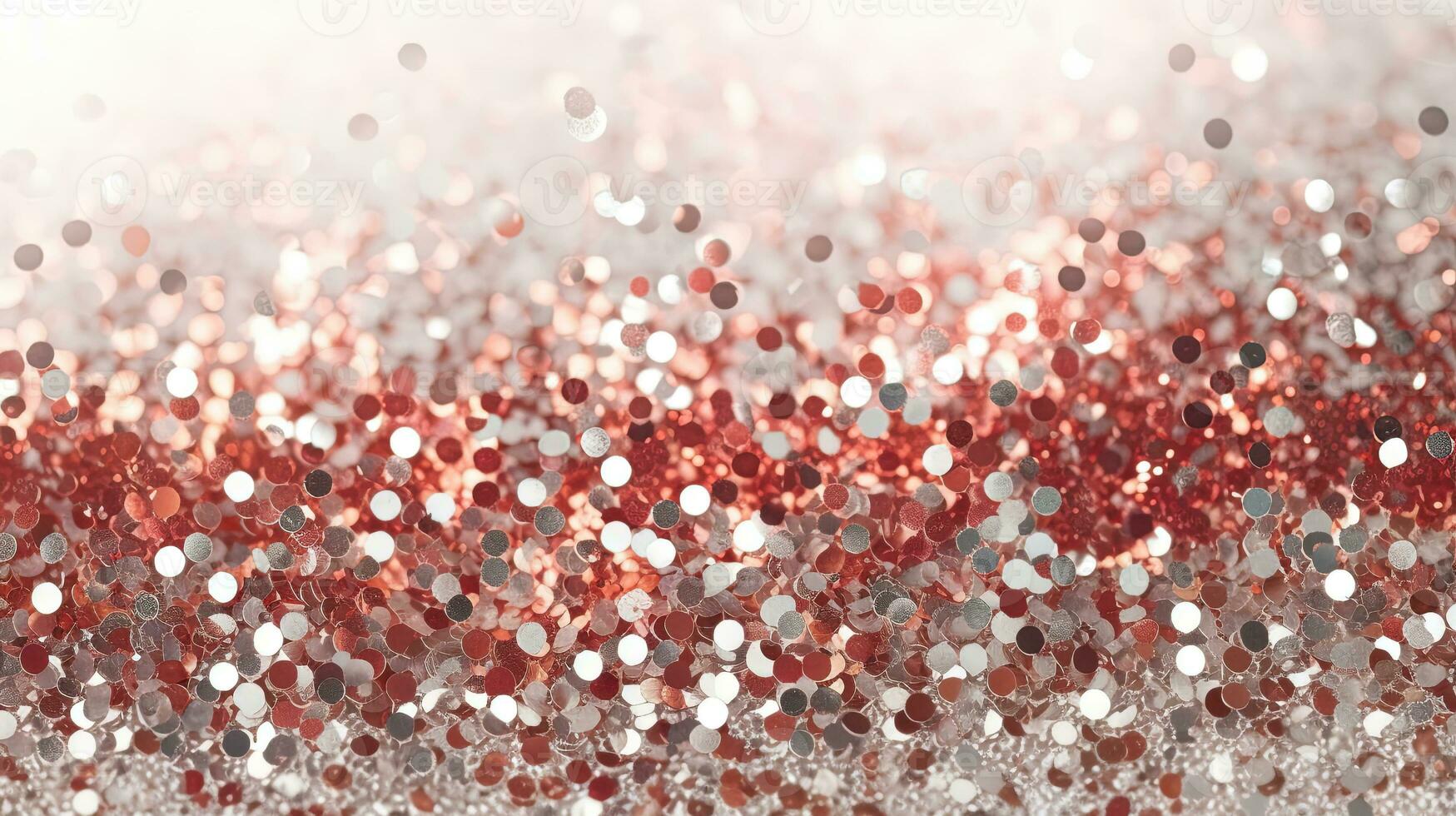 Abstract shiny background with red glitter. Scattered confetti sparkles with red color. Generated AI. photo