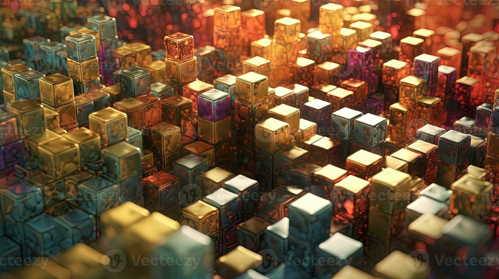 Abstract background with structure of cubes. Colorful cubes texture for technology backdrop. Generated AI. photo