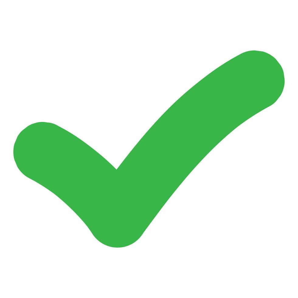 Checkmark tick. Correct symbol in green. Yes sign. Green checkmark illustration. Vote icon vector