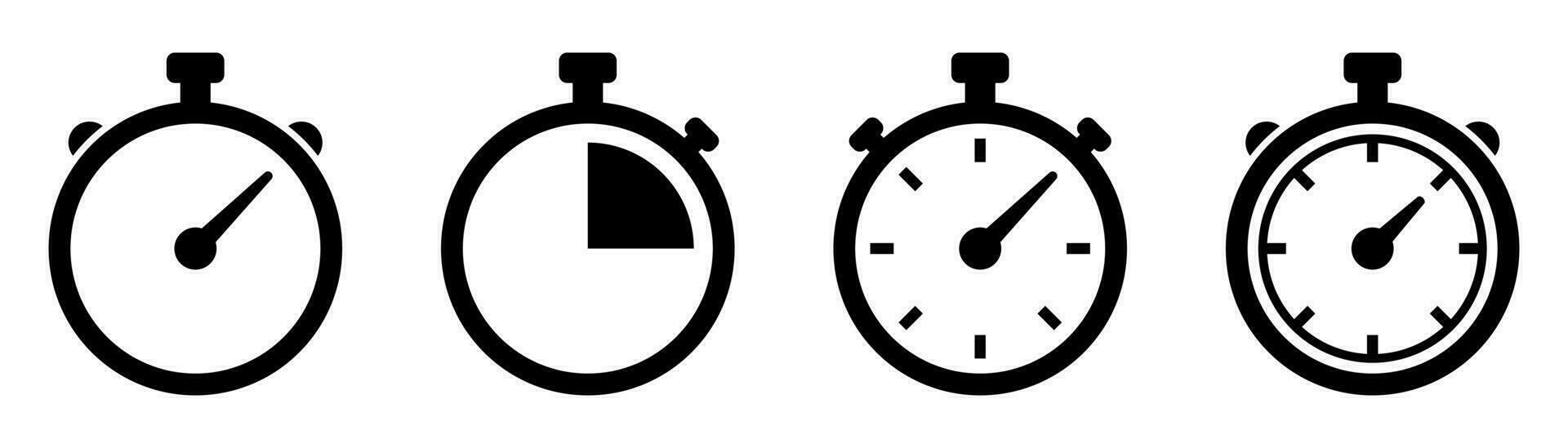 Stopwatch icons set. Timer symbol. Outline stopwatch icon. Alarm pictogram. vector