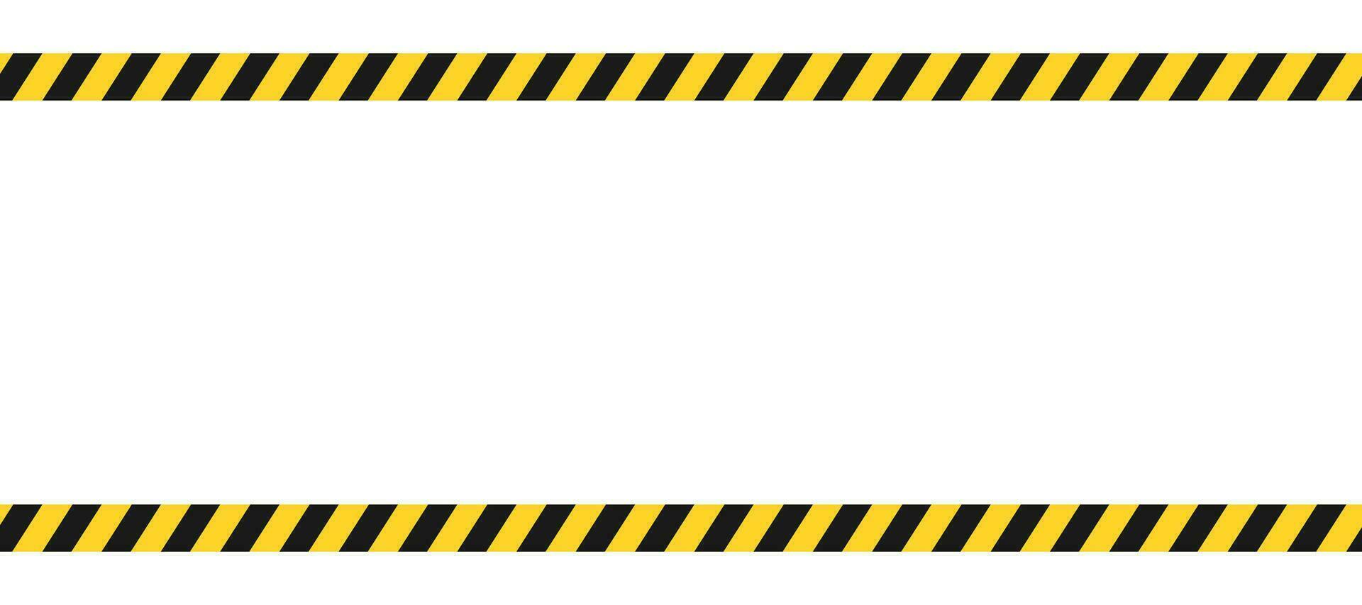 Caution border with diagonal stripes in black and yellow. Attention ribbon frame template. Danger crime tape mockup. Restricted zone. Do not cross sign. Forbidden frame with stripes. Vector EPS 10.