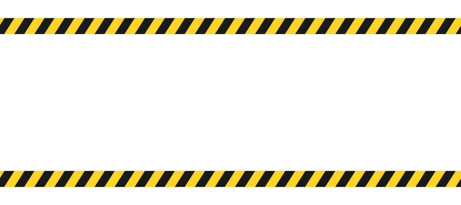 Caution border with diagonal stripes in black and yellow. Attention ribbon frame template. Danger crime tape mockup. Restricted zone. Do not cross sign. Forbidden frame with stripes. Vector EPS 10.