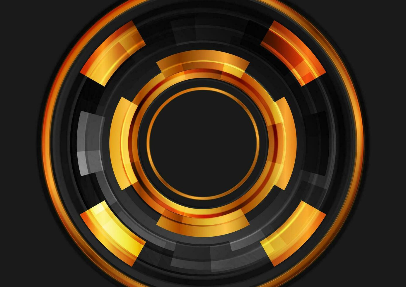 Black and golden glossy circles gears abstract tech background vector