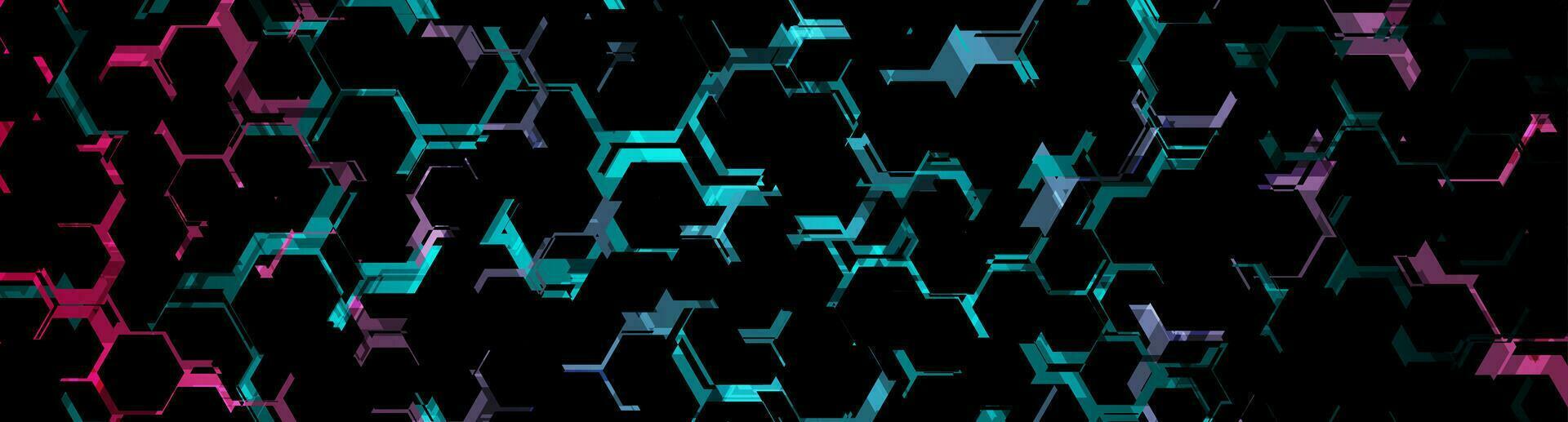 Abstract blue purple neon hexagonal pattern background vector