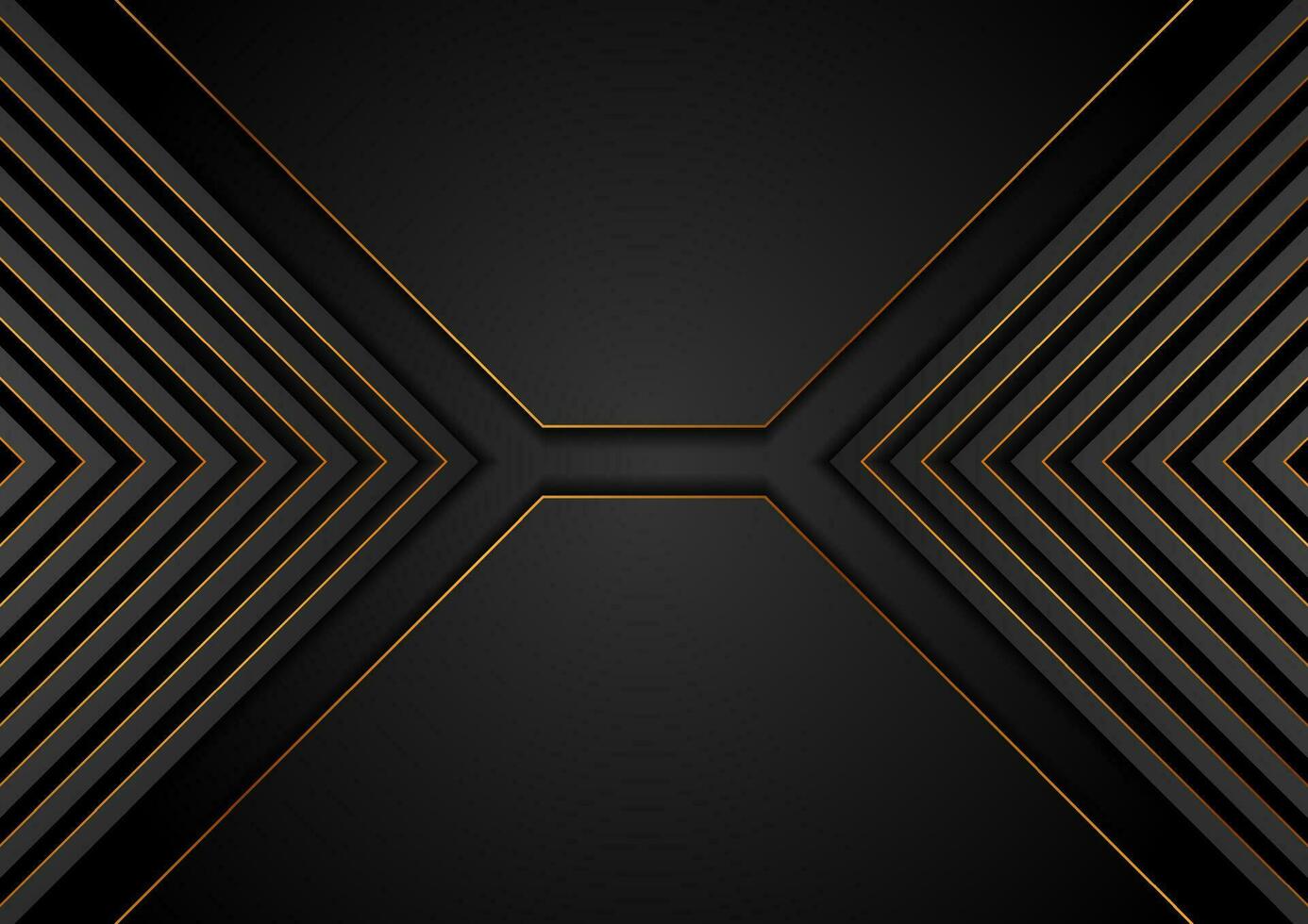 Black and golden arrows abstract tech geometric background vector