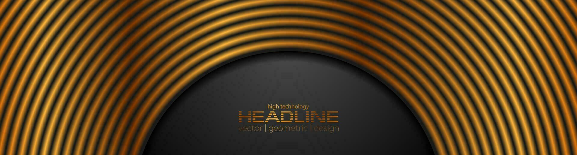 Bronze smooth round lines abstract geometric banner design vector