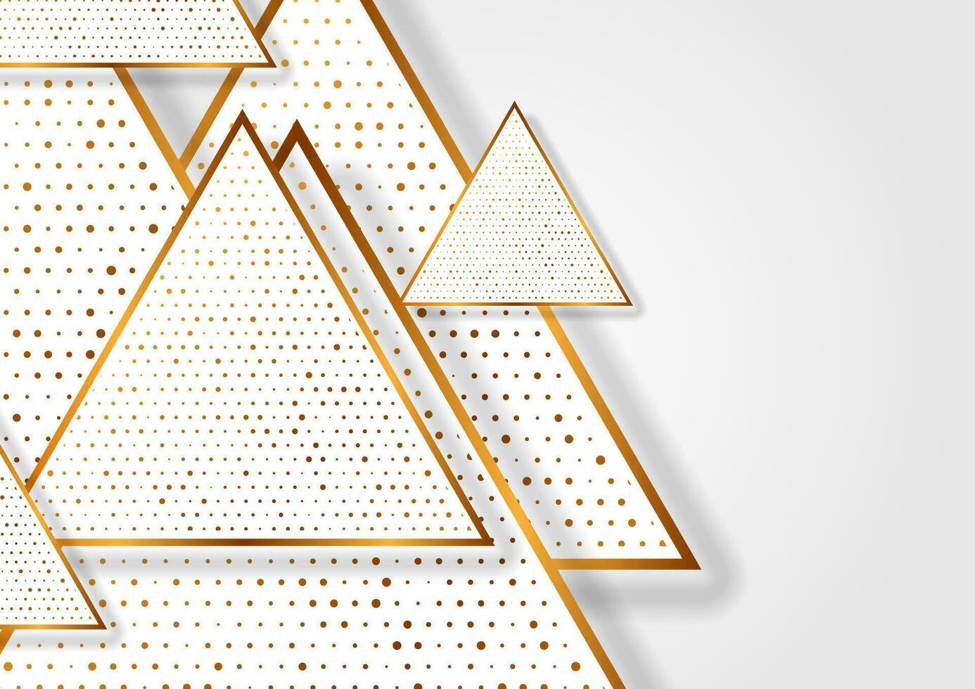 Golden triangles and shiny dots on grey background vector