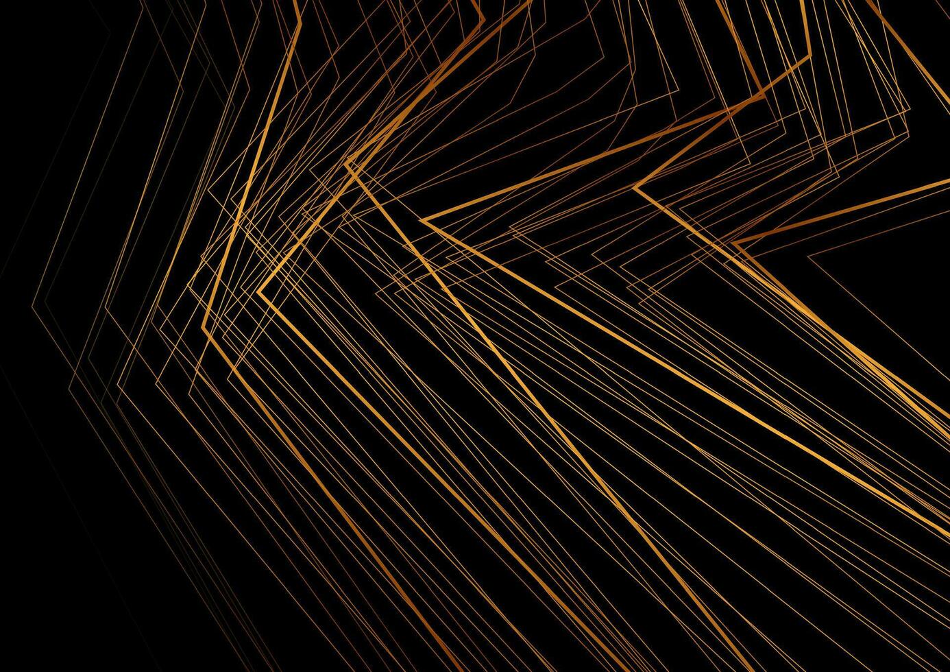 Black abstract background with golden curved lines vector