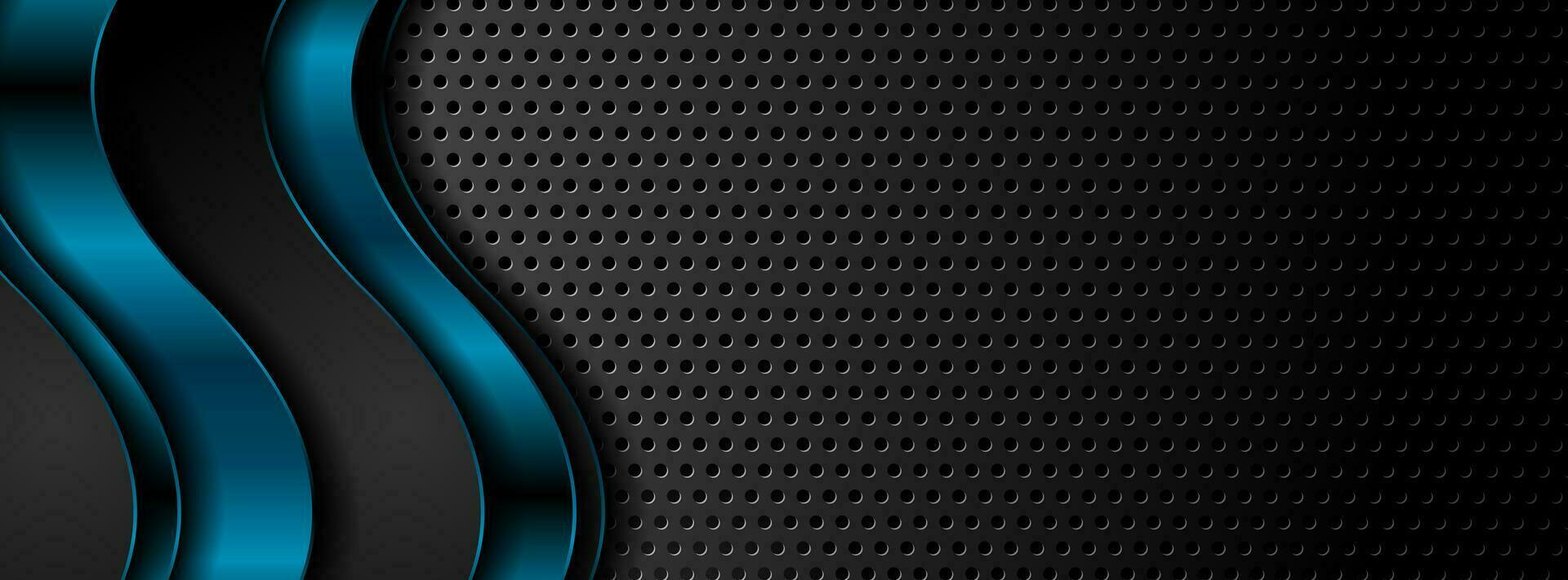 Blue and black abstract waves technology banner vector