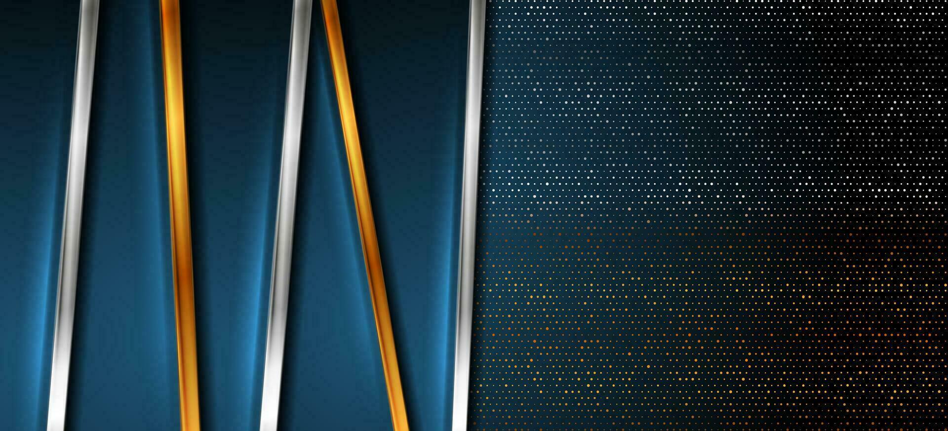 Abstract geometric background with golden silver stripes and dots vector
