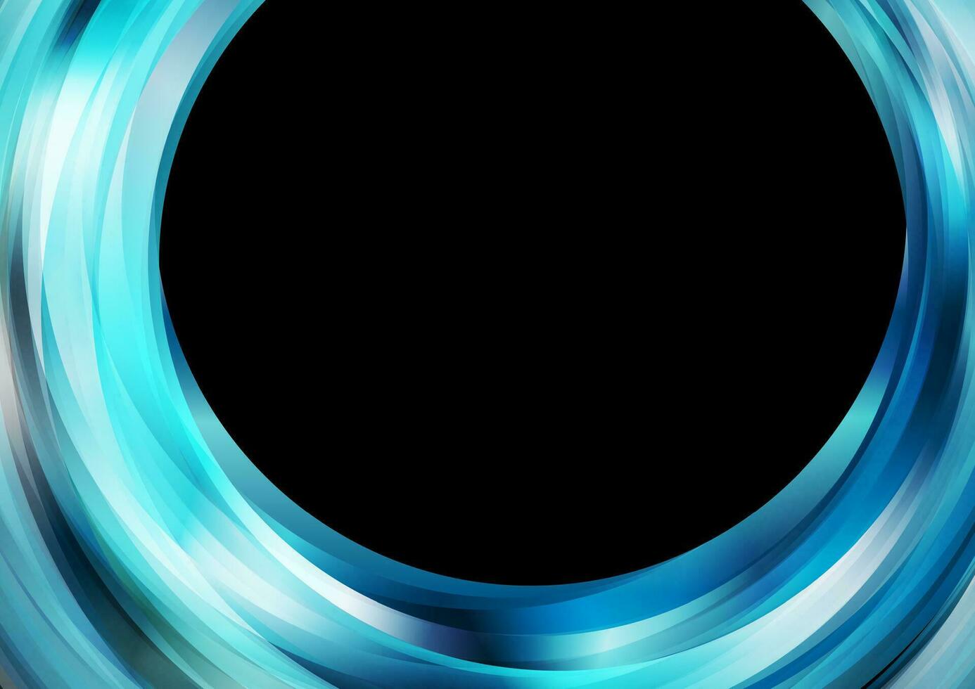 Shiny blue glossy circles geometric abstract tech background vector