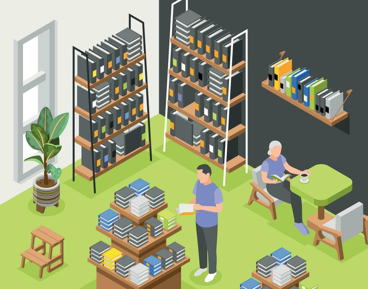 Book Store Isometric Background vector