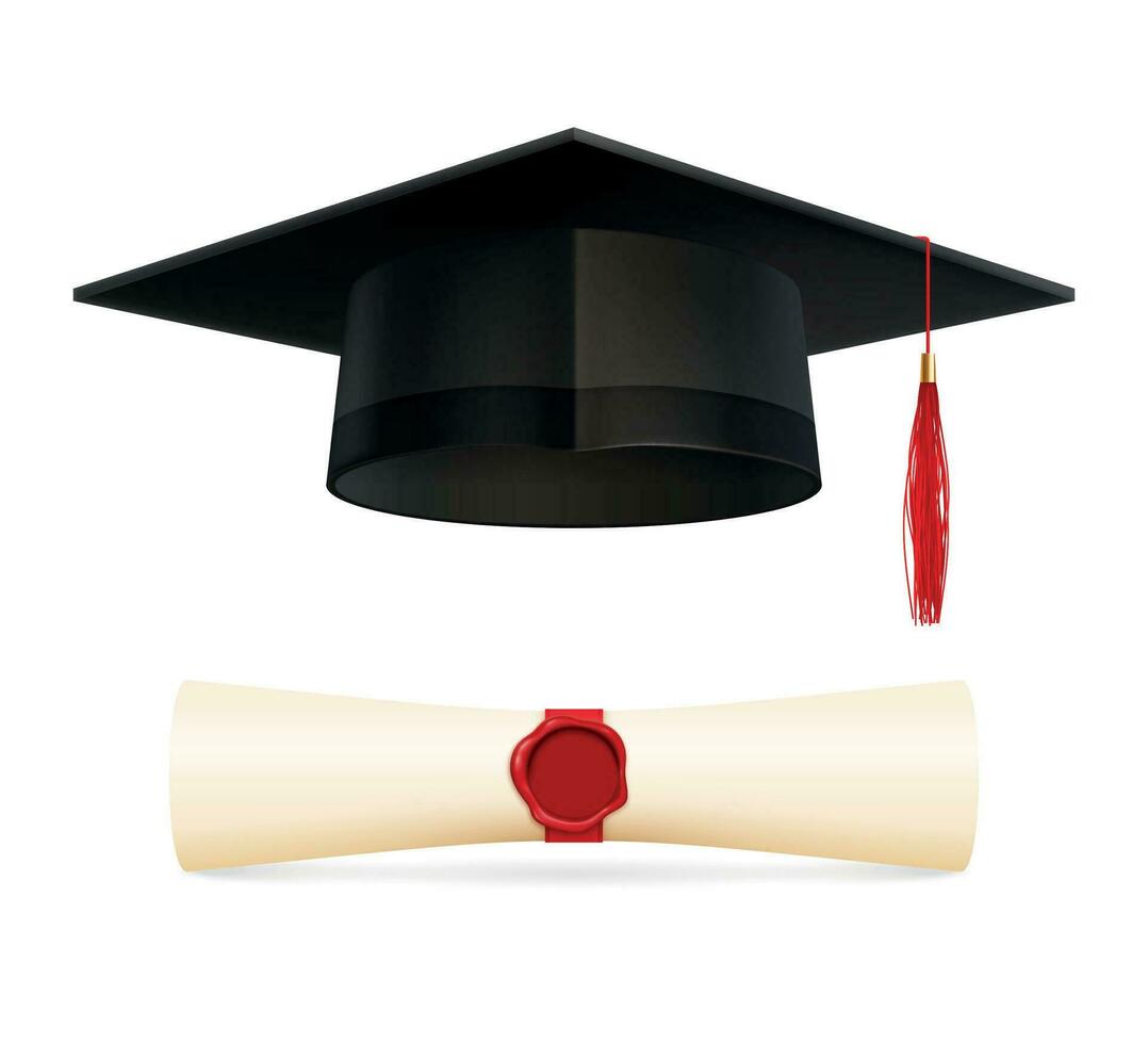 Graduation Essentials Realistic Set vector