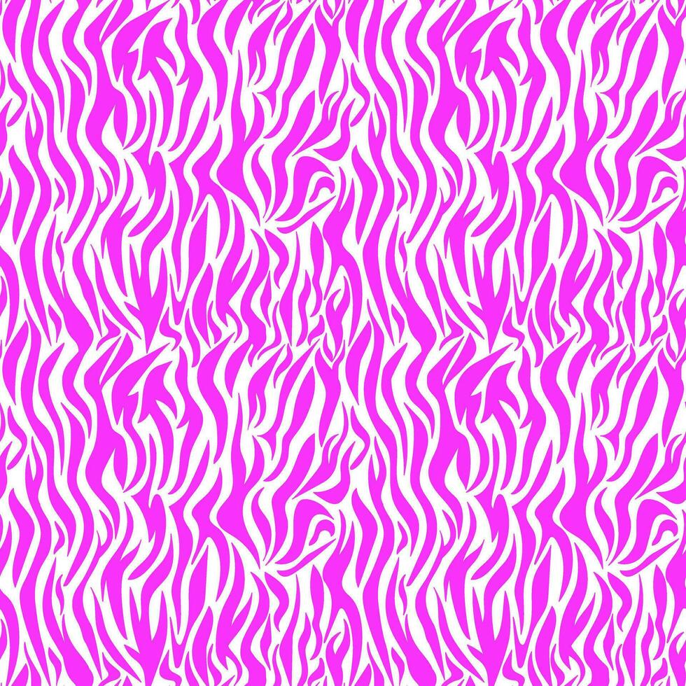 Zebra seamless pattern magenta. Pink stripes on a white background. Pink texture of striped animal skin and fur. Trendy vector background for fabric design, wrapping paper, textile, wallpaper, print