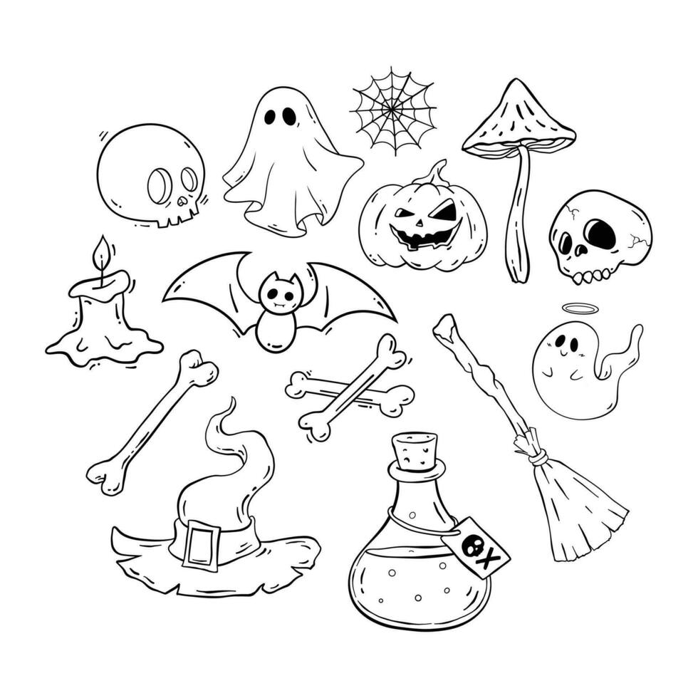 colección de elementos de halloween dibujados a mano vector