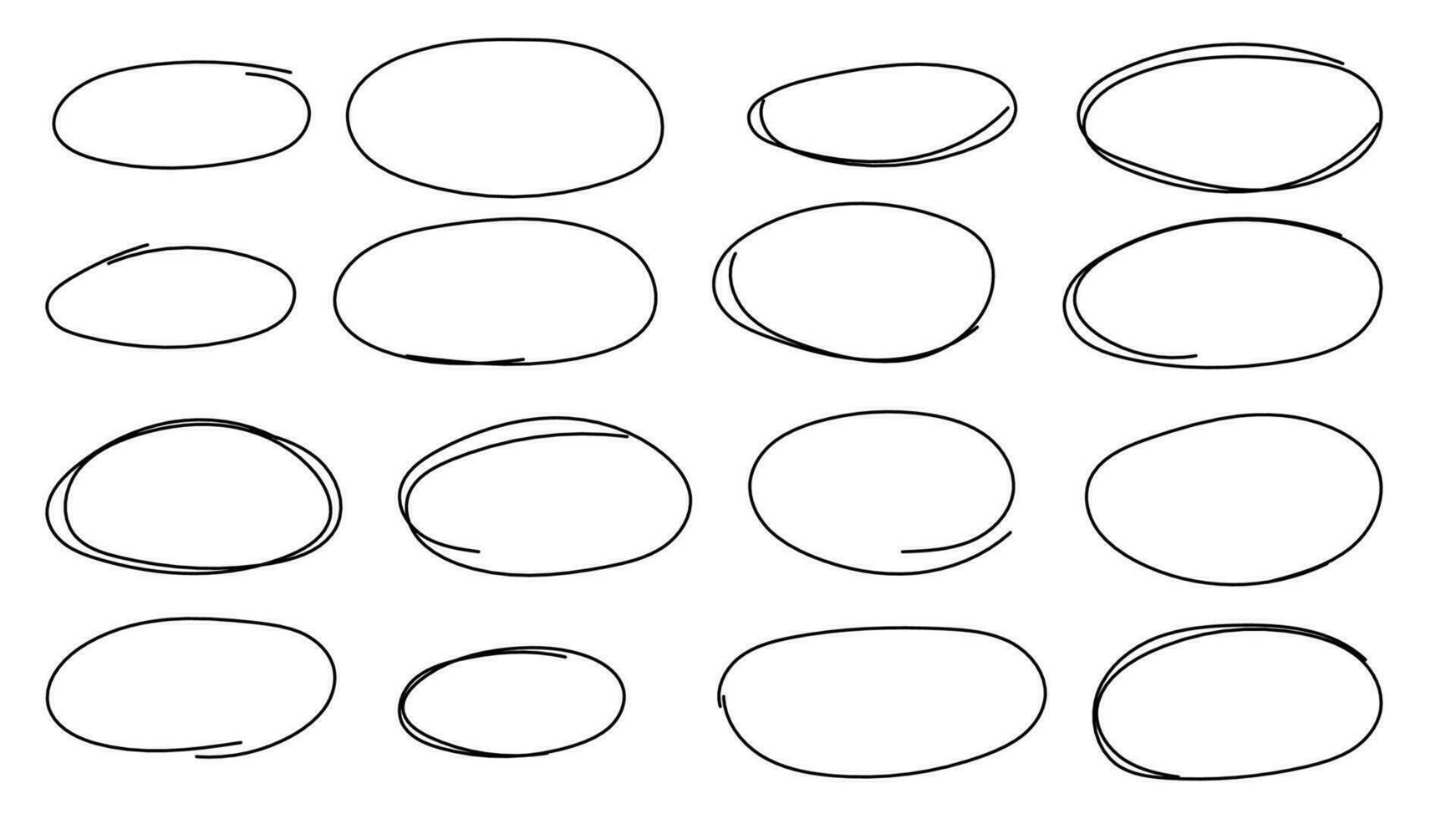 Hand drawn ellipse frames set vector