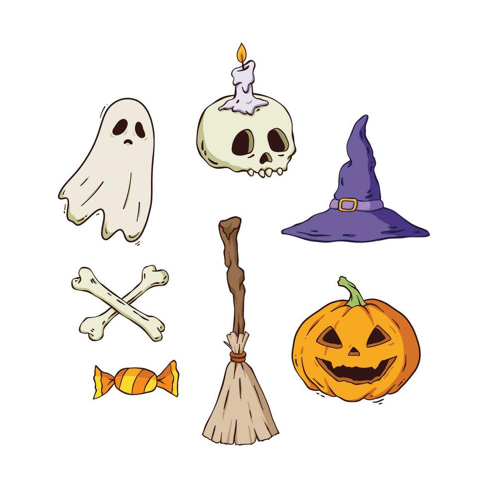 colección de elementos de halloween dibujados a mano vector