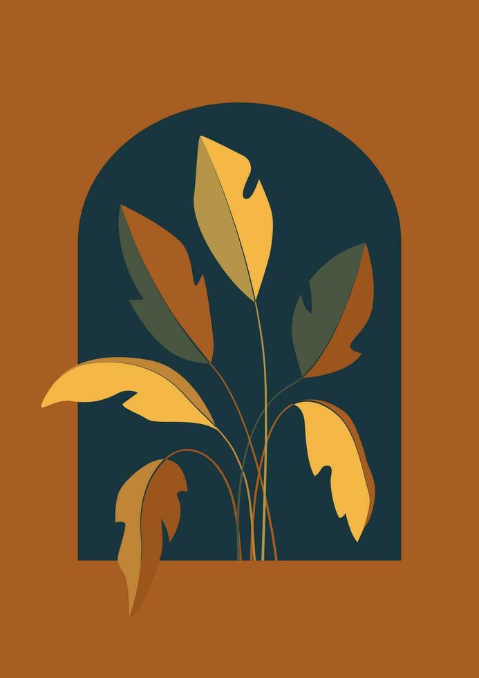 botánico estético minimalista imprimible ilustración. resumen vistoso hogar plantas decoración vector