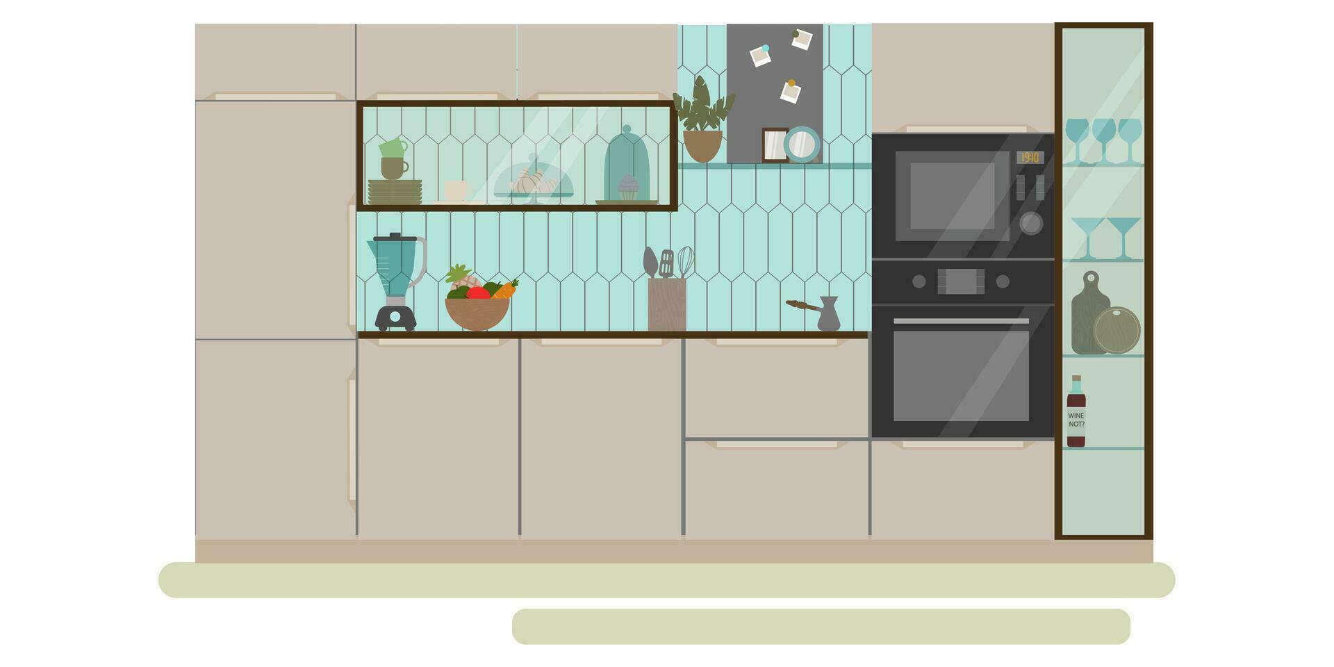 moderno cocina interior vacío No personas casa habitación plano vector ilustración