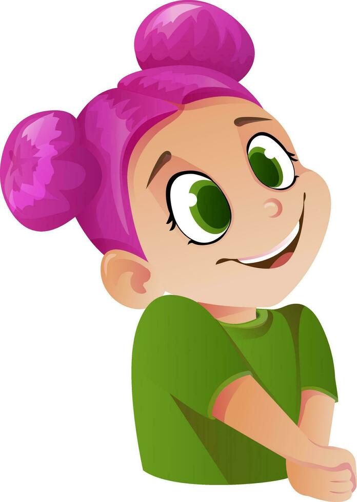 Embarrassed girl. Cute cartoon shy girl, vector clip art illustration.