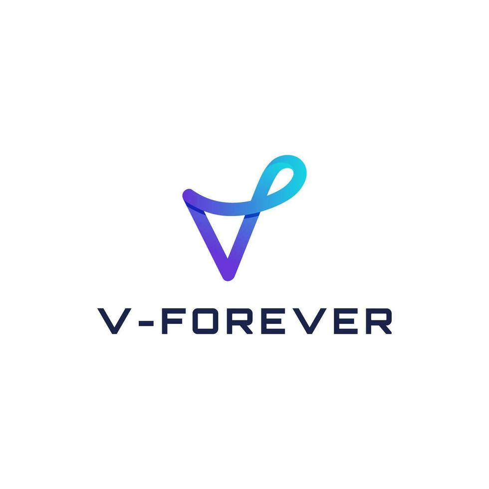 V letter logo forming infinity symbol. vector