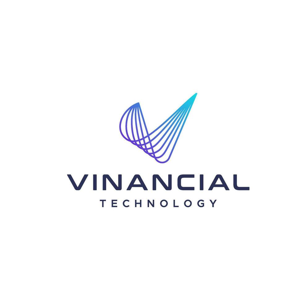 V logo in mono line style going up. vector