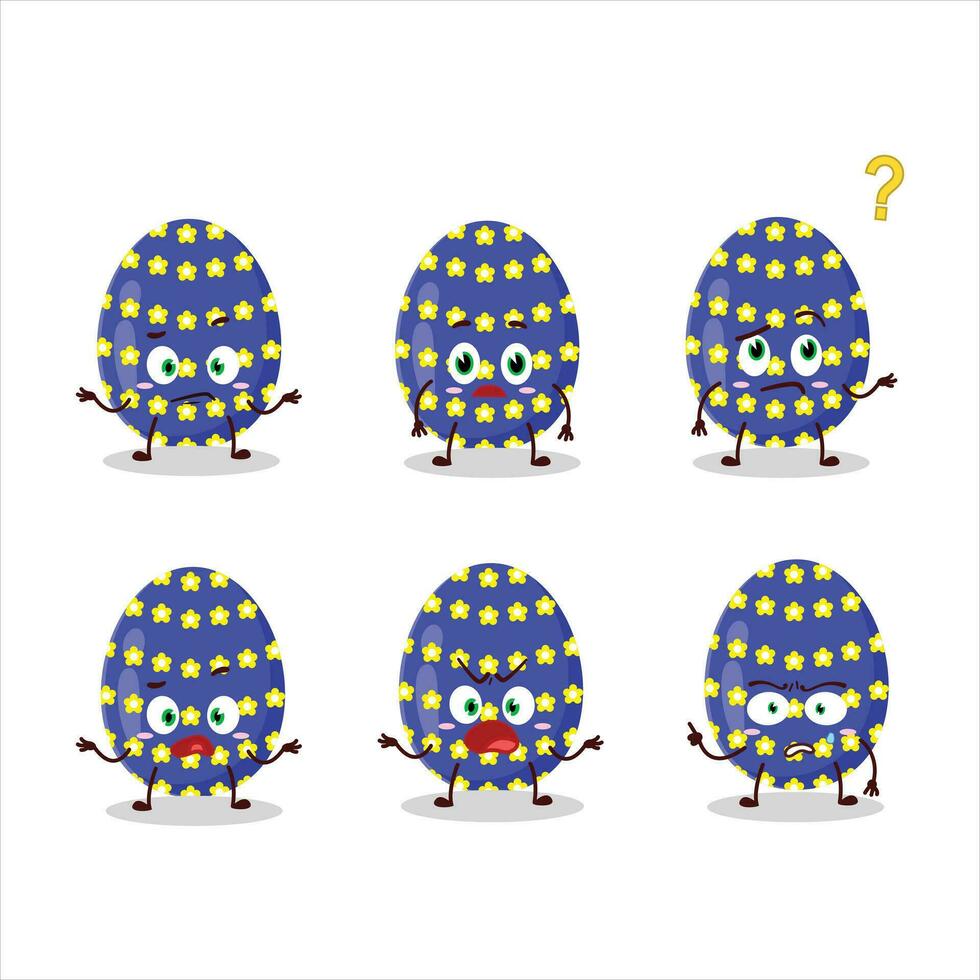 Cartoon character of dark blue easter egg with what expression vector