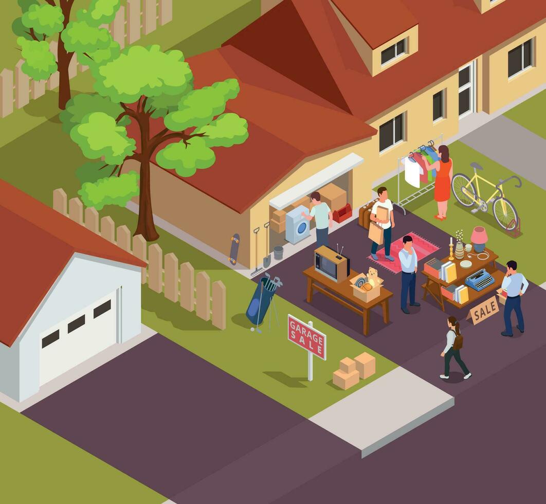 Garage Sale Isometric vector