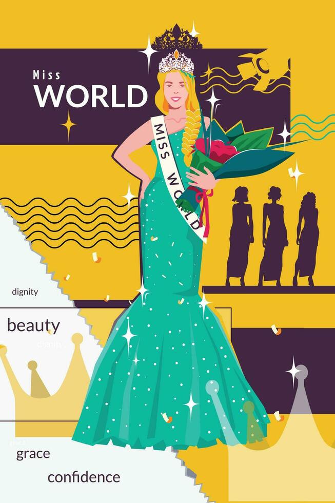 Beauty Contest Flat Collage Composition vector