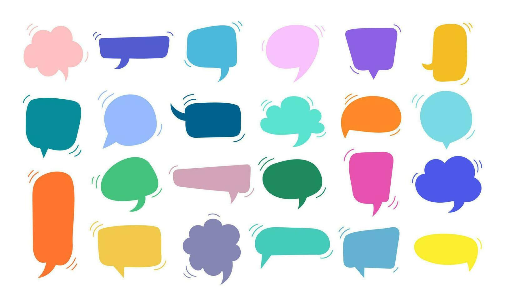 Cartoon colored bubble talk set. Flat speech communication collection vector