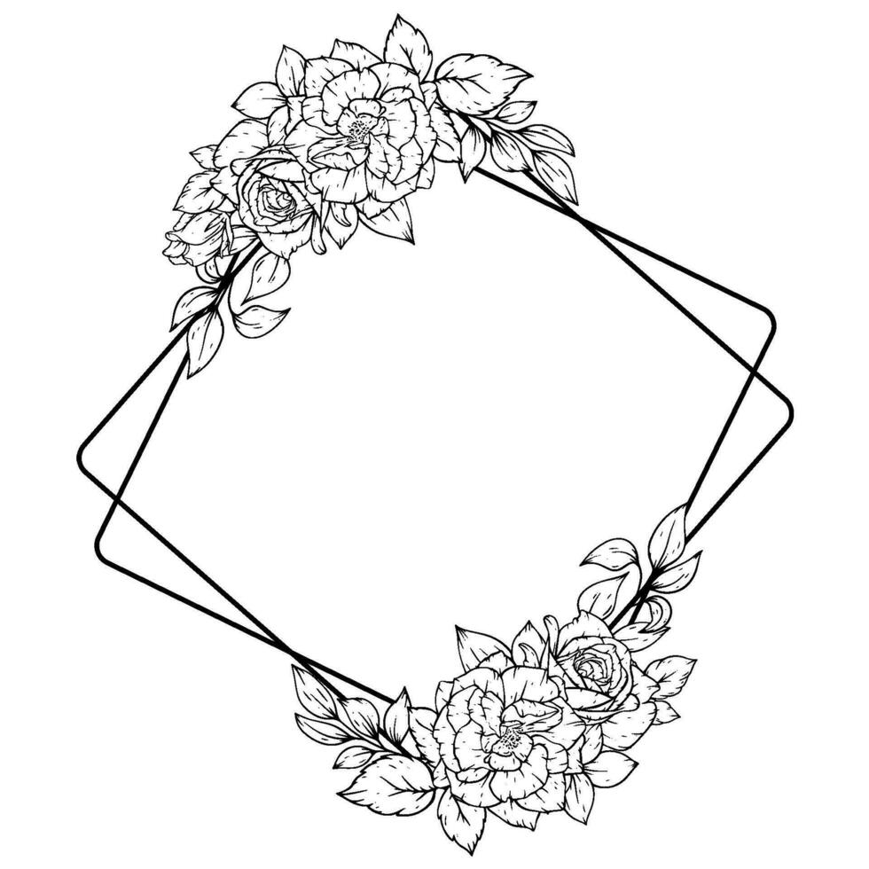 outline flower frame border decoration vector