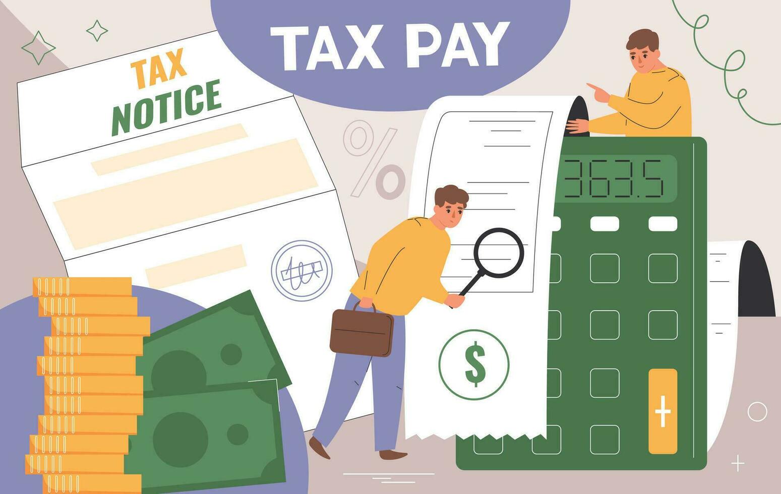 Tax Pay Flat Collage vector