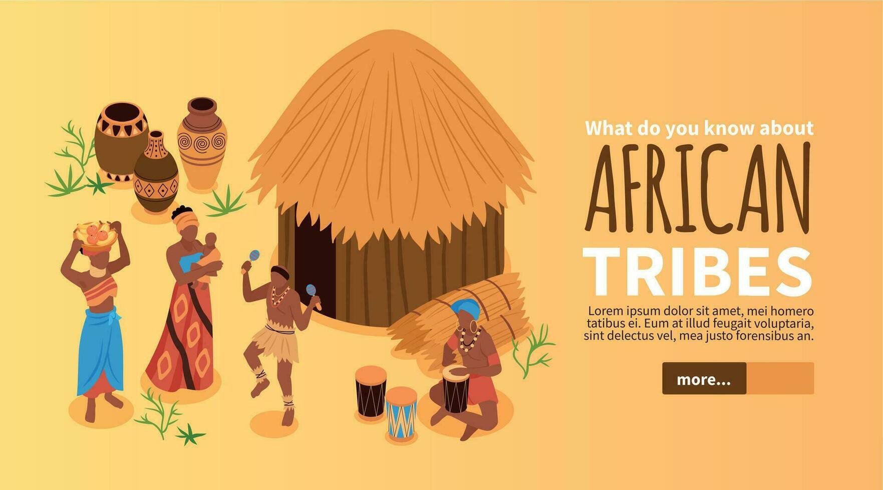 African Tribes Horizontal Banner vector
