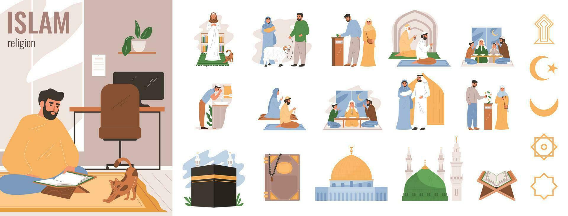 Islam Religion Set vector