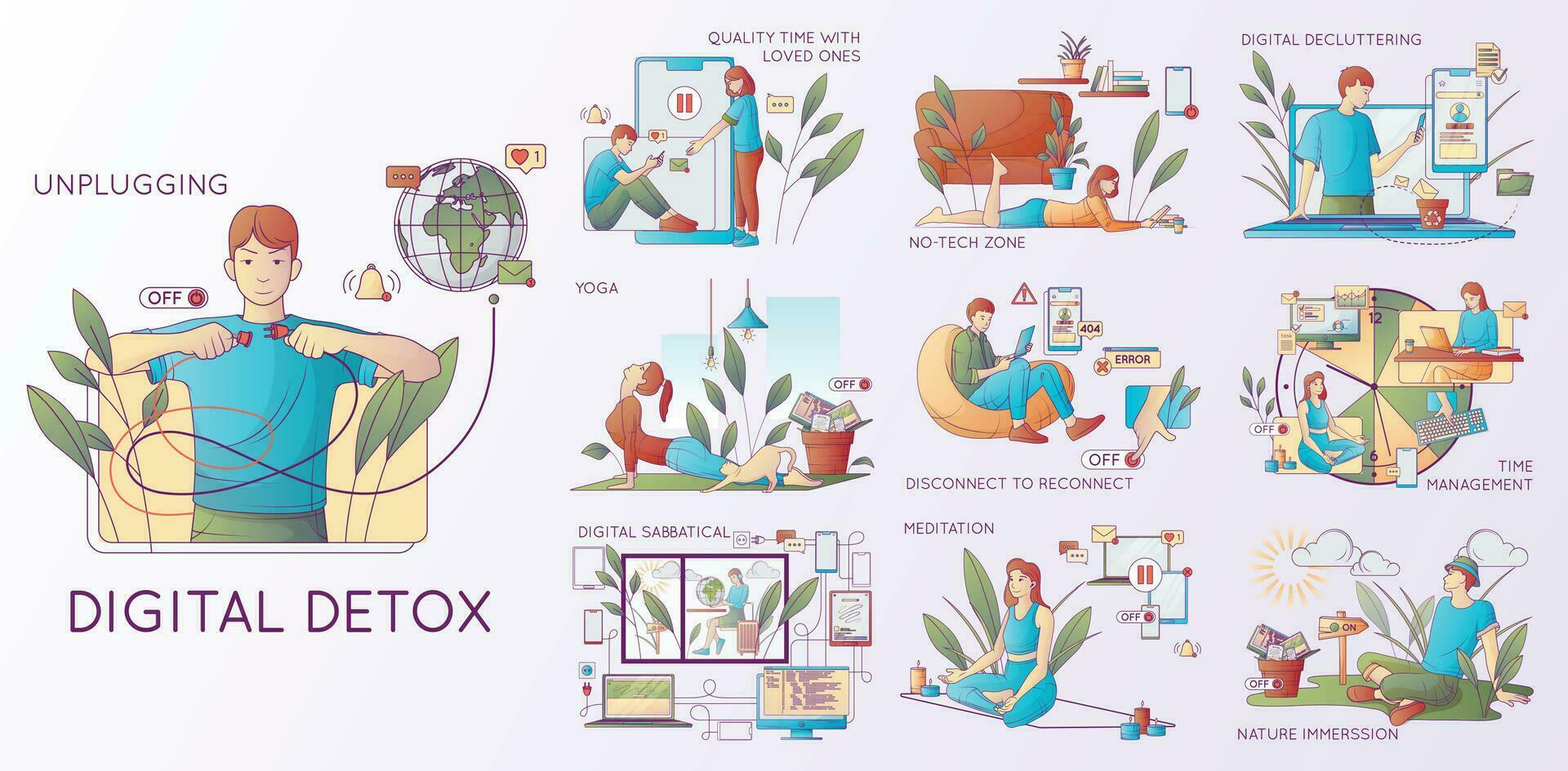 Digital Detox Compositions Set vector
