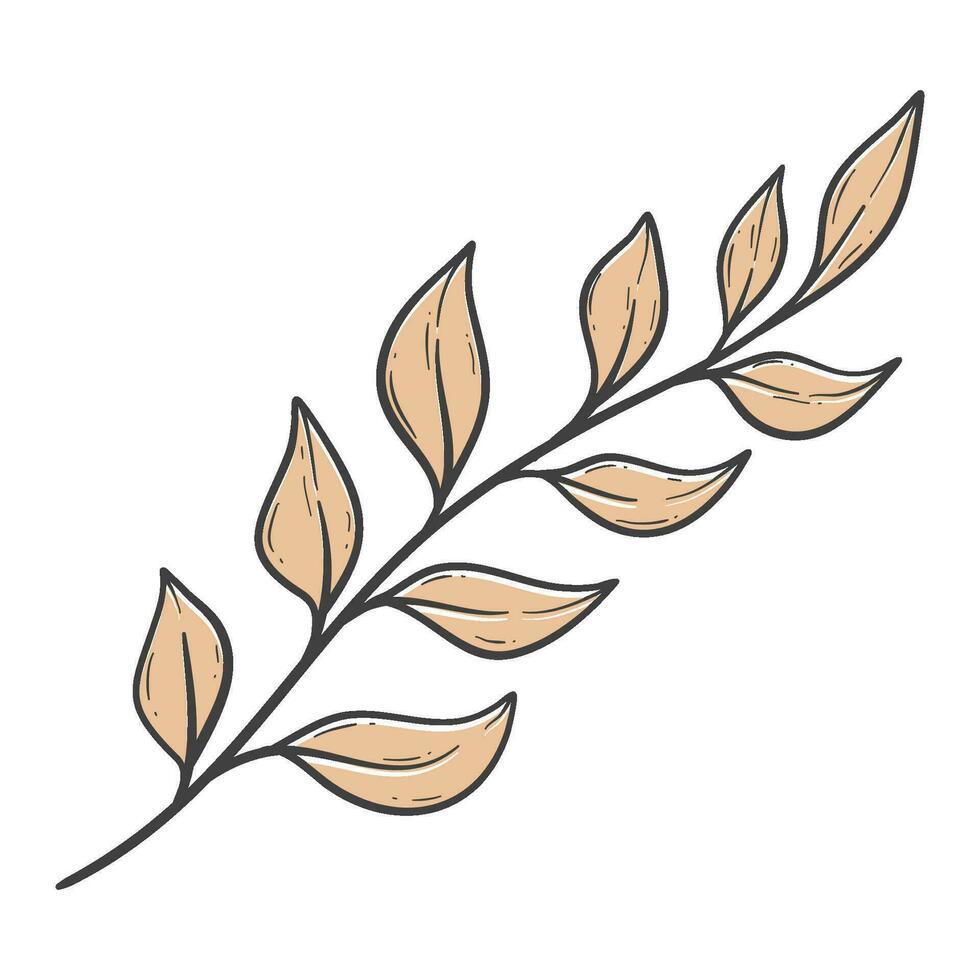 organic autumn leaf outline decoration vector