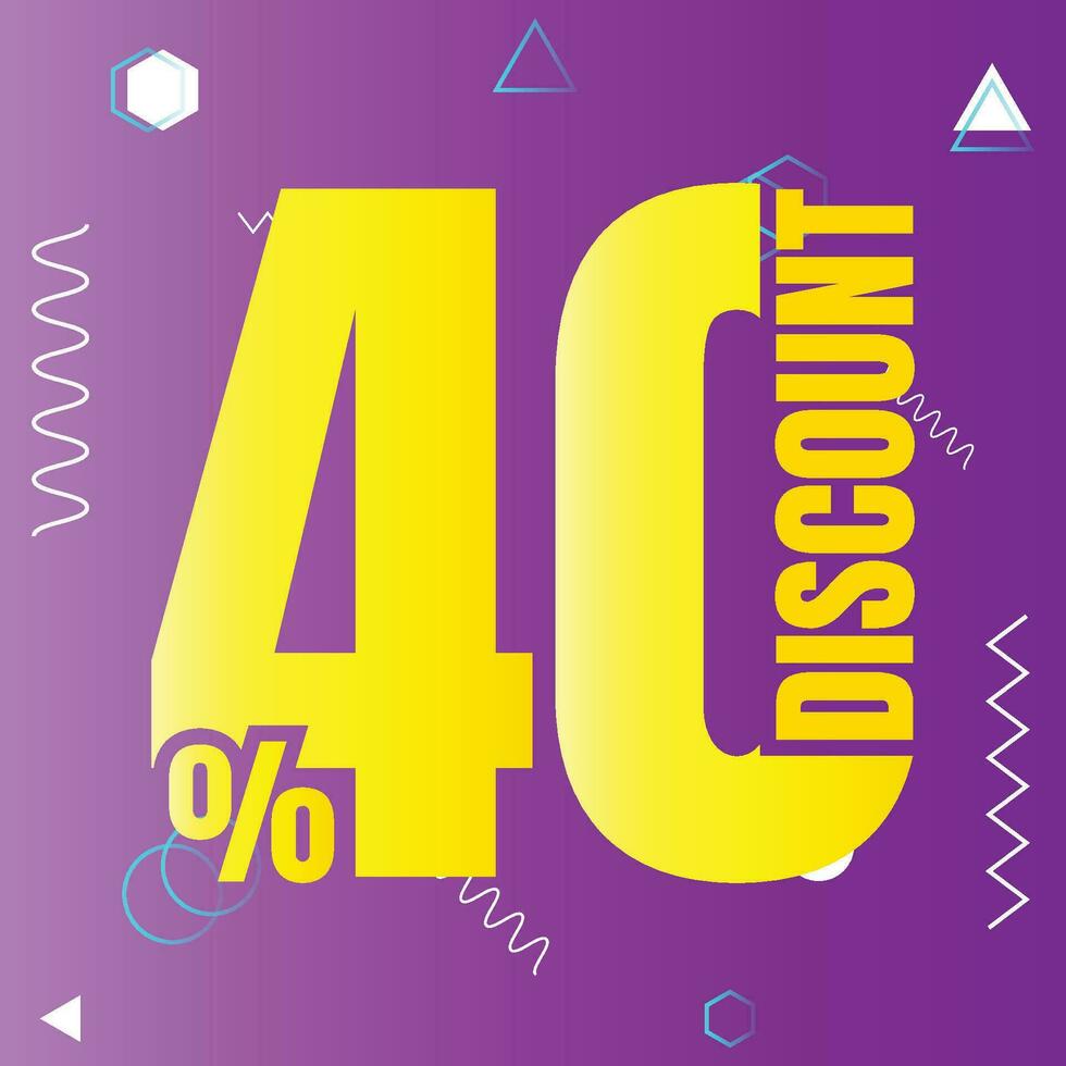 40 percent discount deal sign icon, 40 percent special offer discount vector, 40 percent sale price reduction offer design, Friday shopping sale discount percentage icon design vector