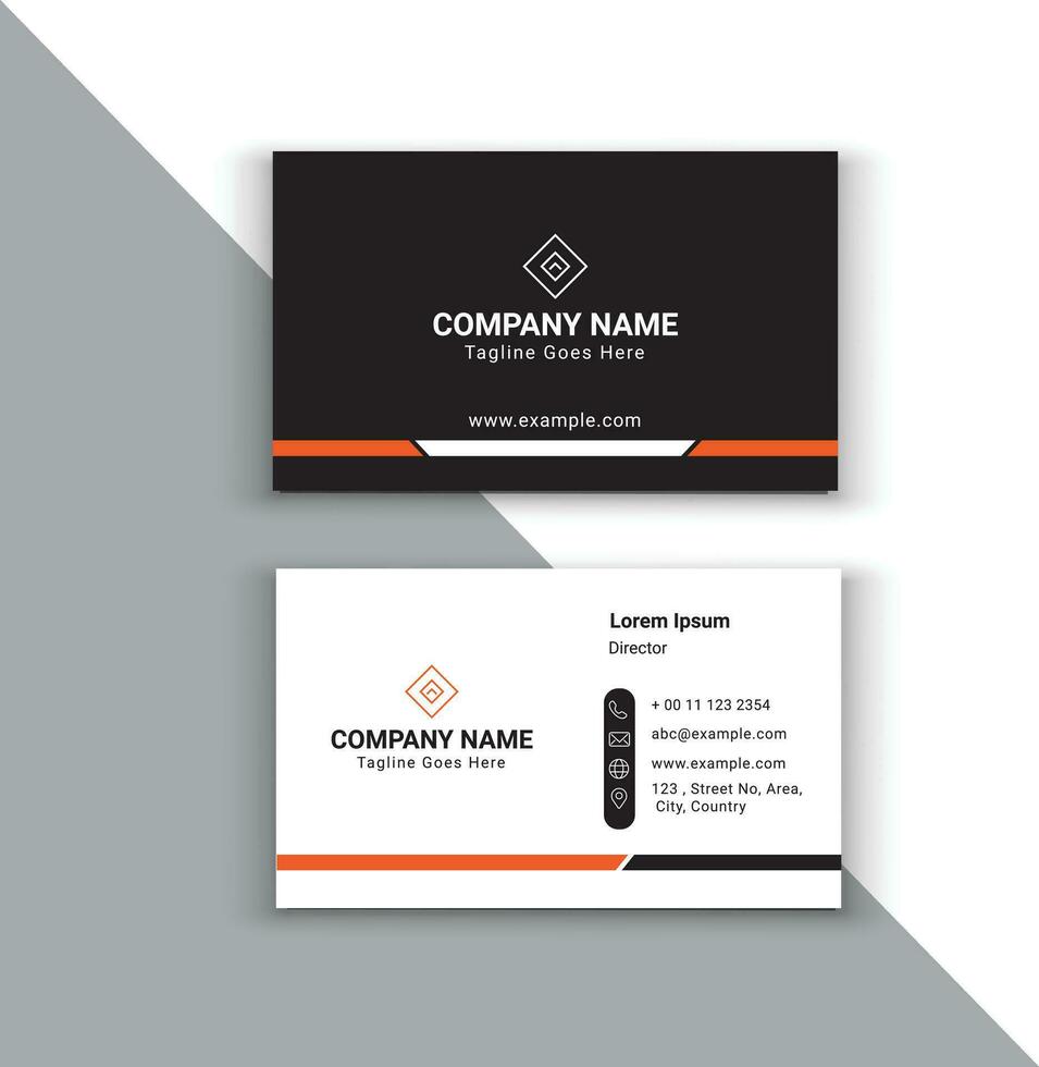 simple creative business card in blue black and white color , minimalist visiting card vector design template