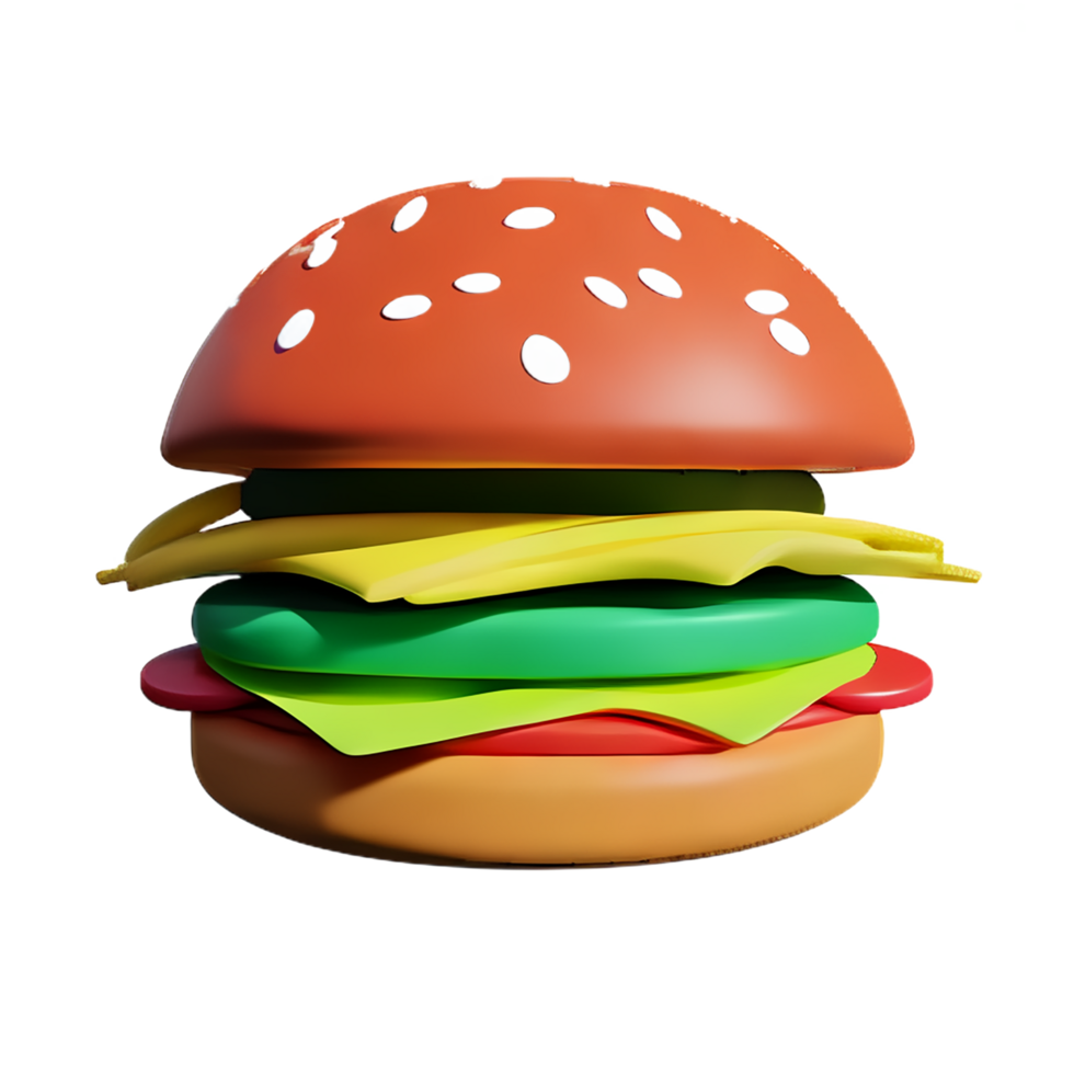 hamburger 3d rendering icon illustration png