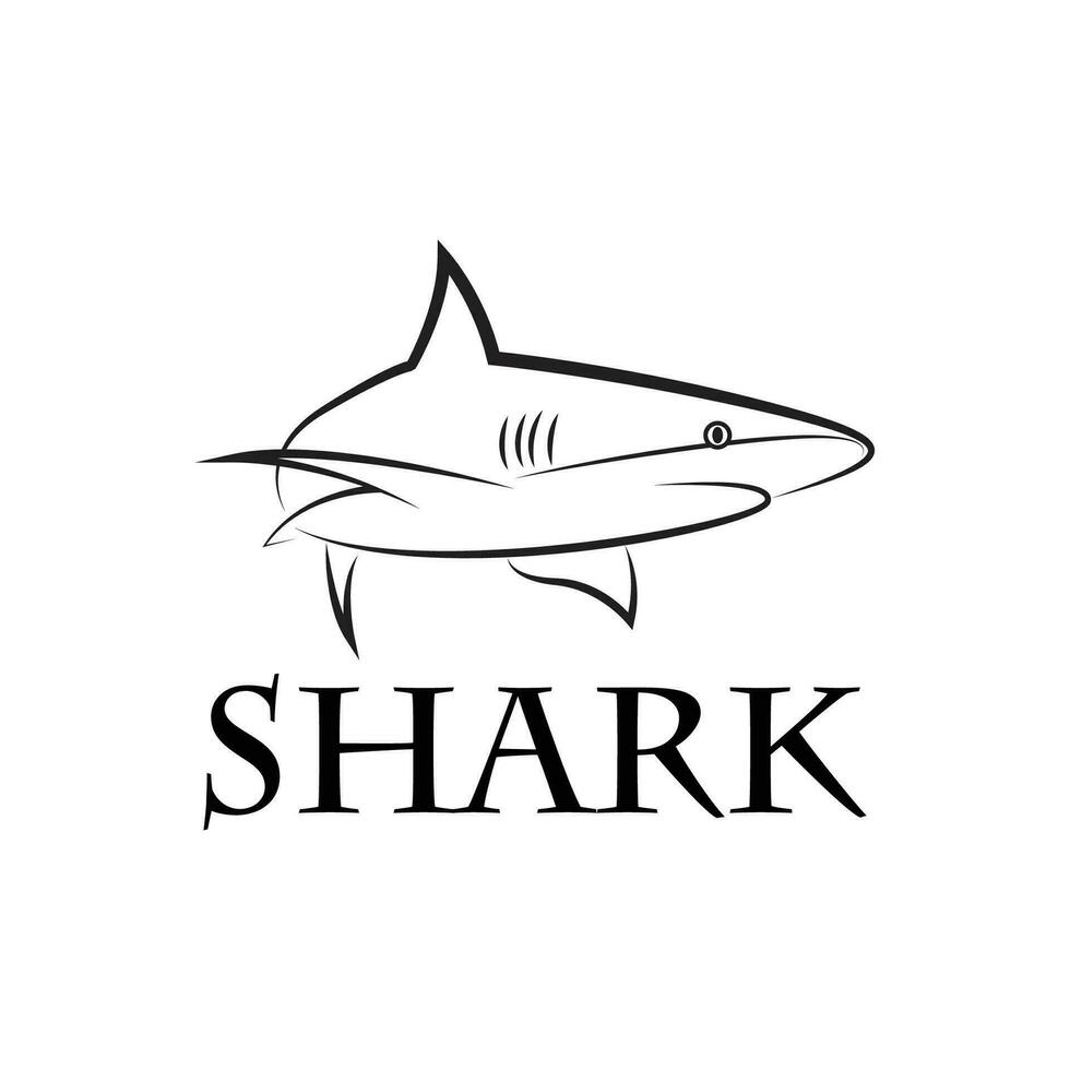 shark simple line logo template vector