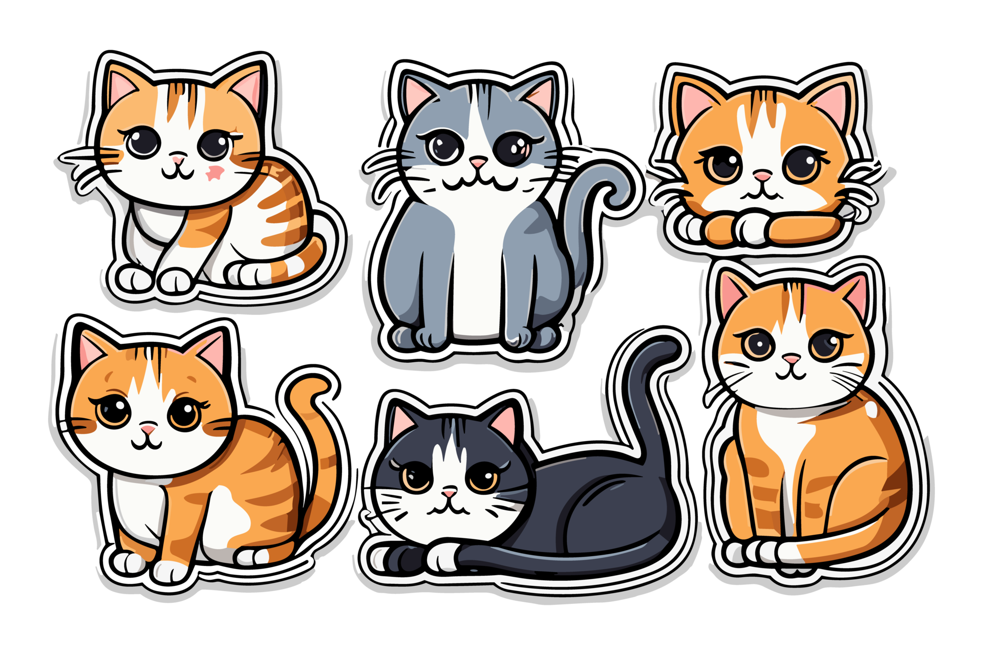 Cute Cat Stickers and Funny Kawaii Clipart 28581269 PNG