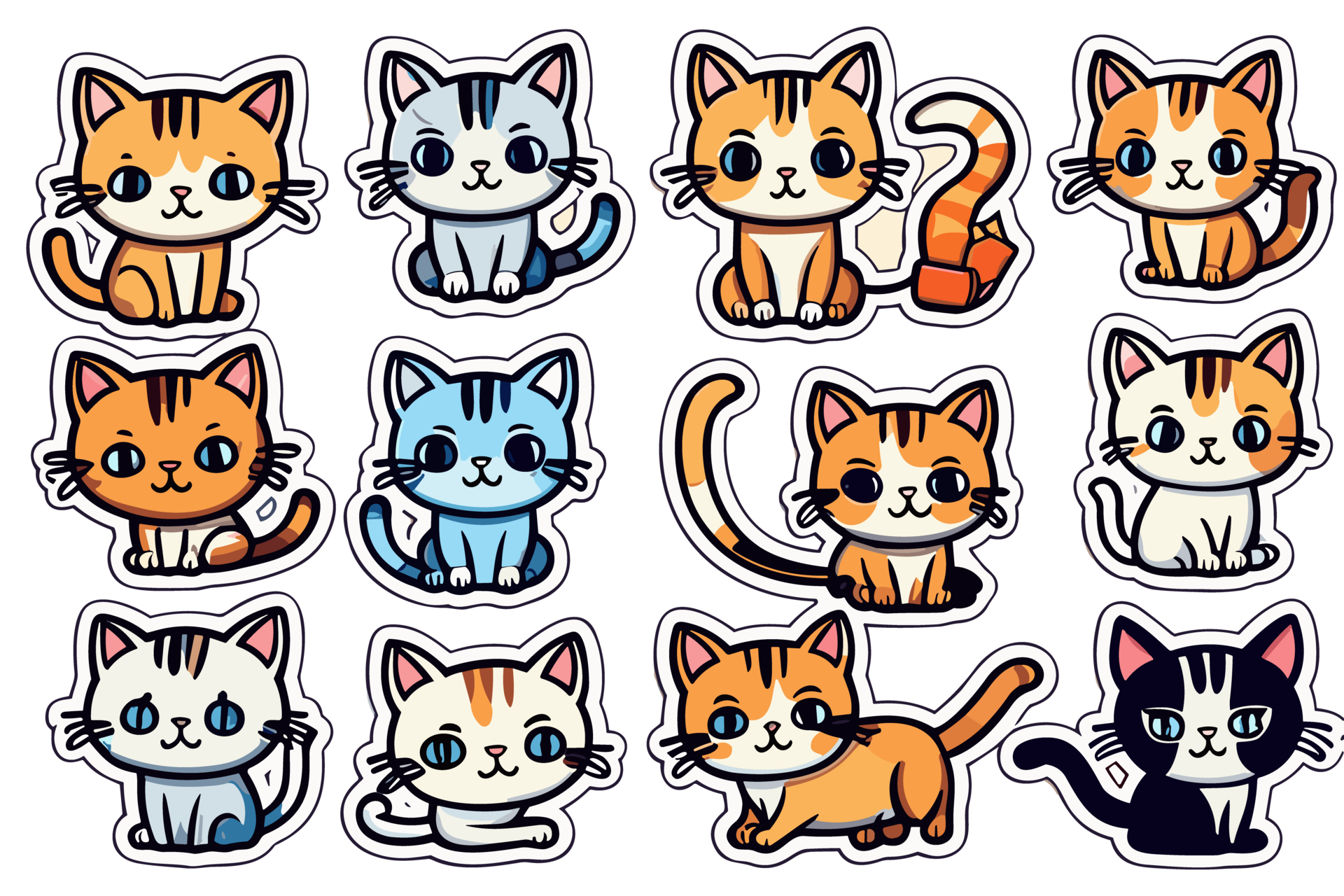 Cute Cat Stickers and Funny Kawaii Clipart 28581283 PNG