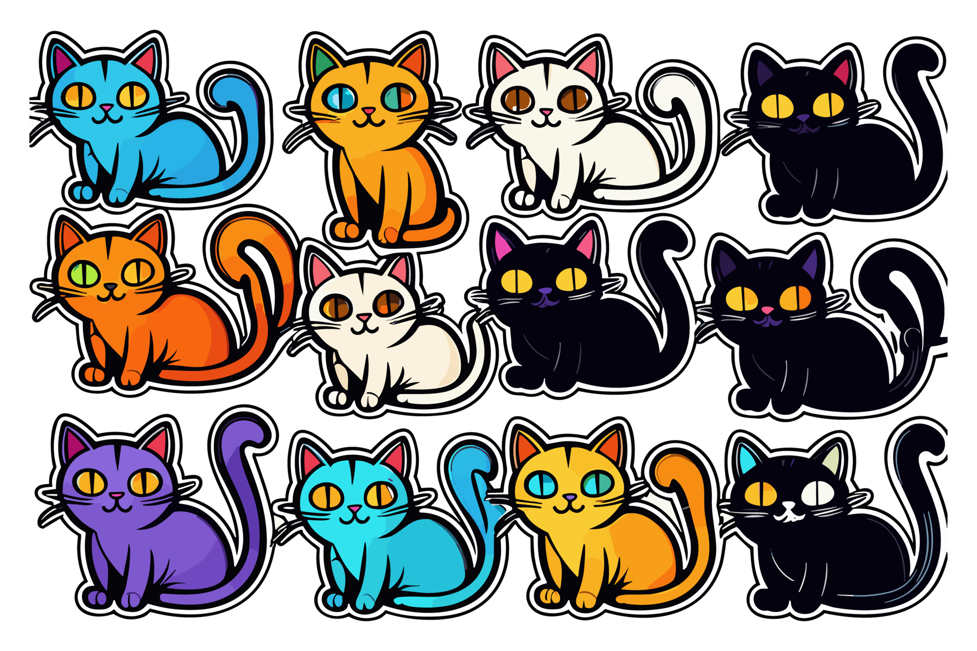 Cute Cat Stickers and Funny Kawaii Clipart 28581285 PNG