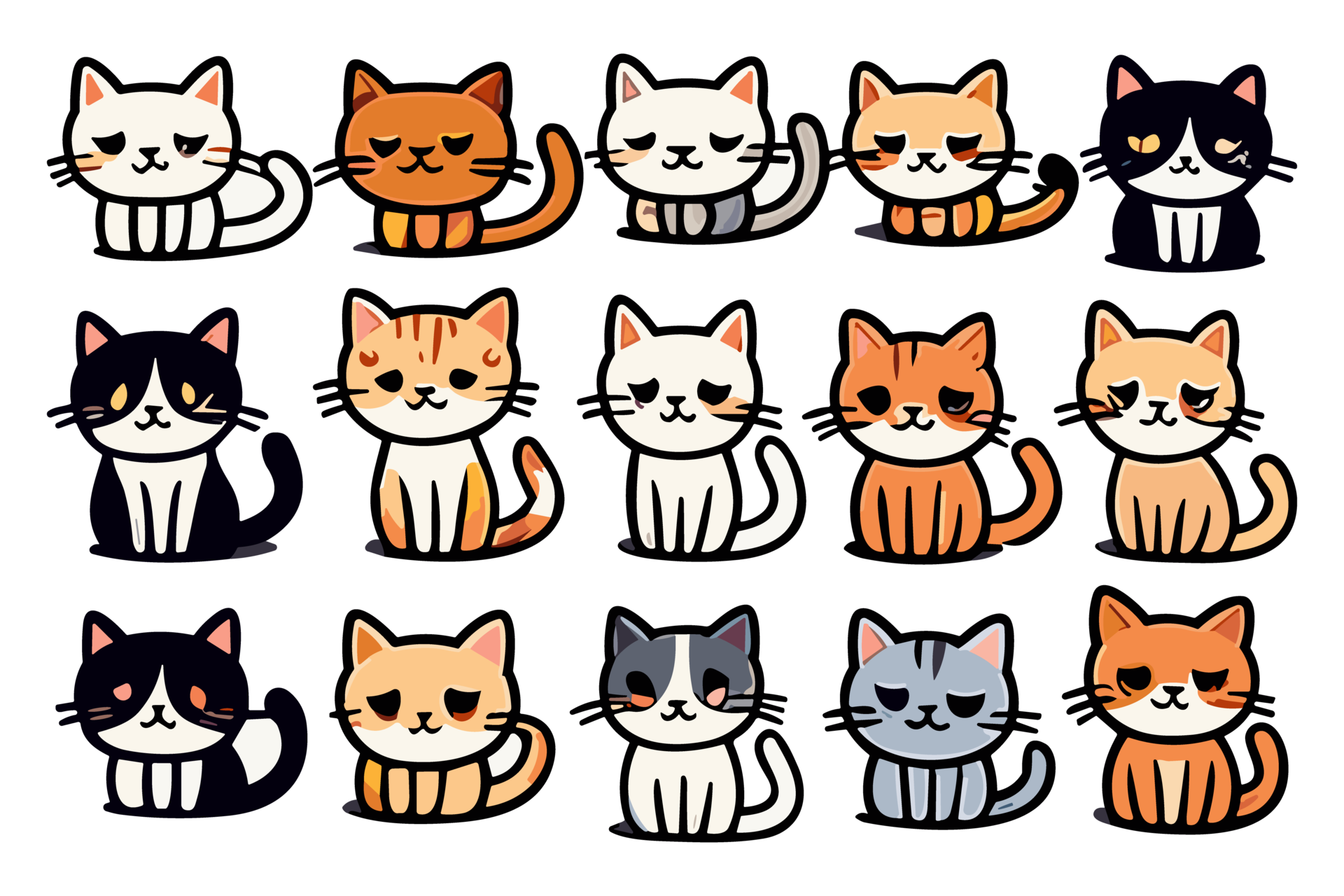 Cute Cat Stickers and Funny Kawaii Clipart 28581287 PNG