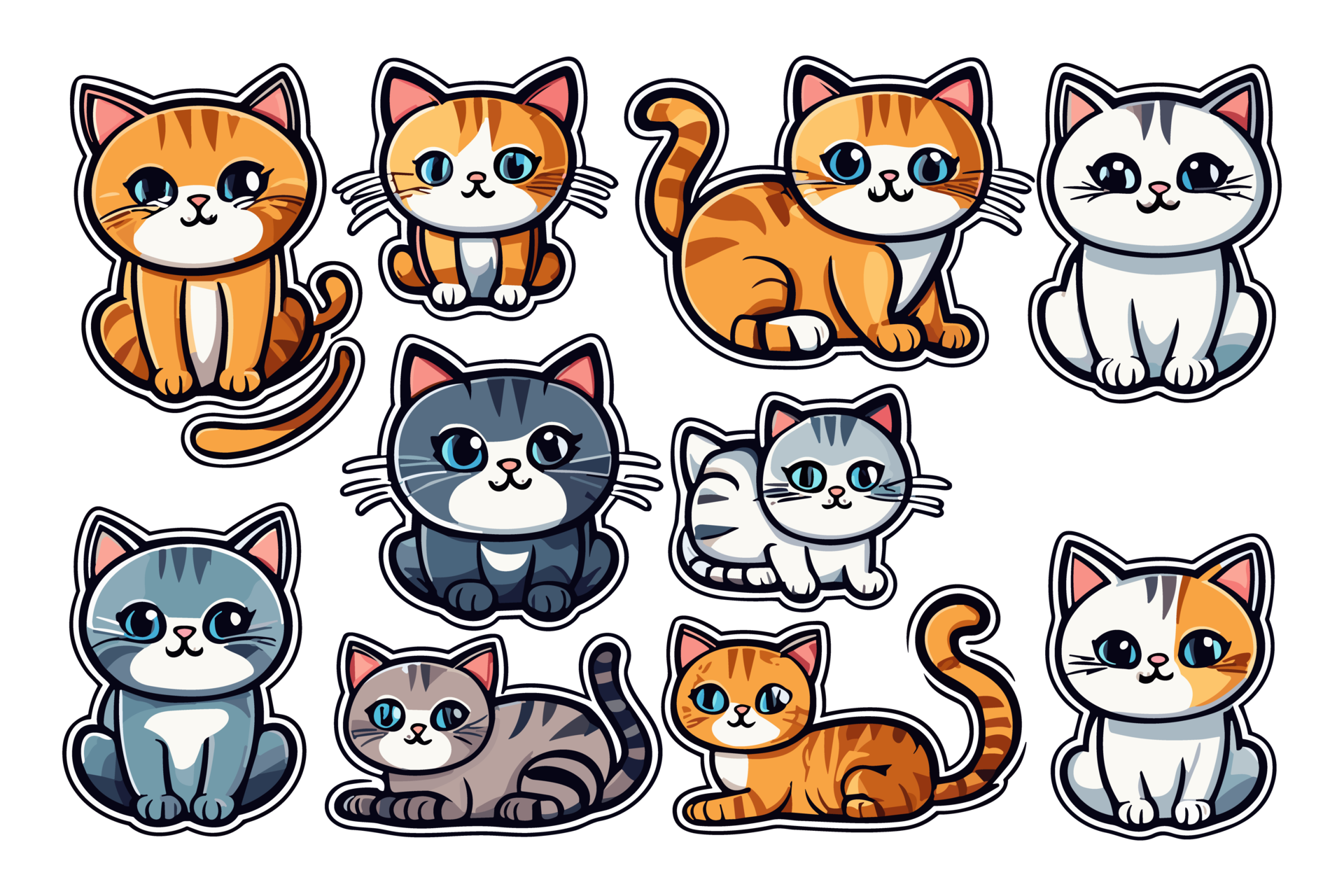 Stickers de gato kawai