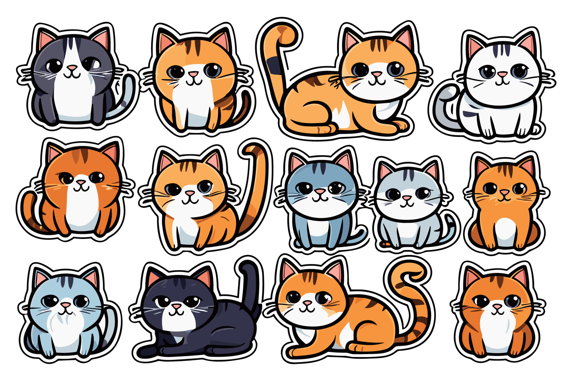Cute Cat Stickers and Funny Kawaii Clipart 28581295 PNG