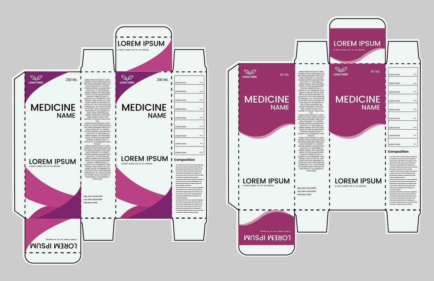 Medicine package box design. healthcare medicine box package